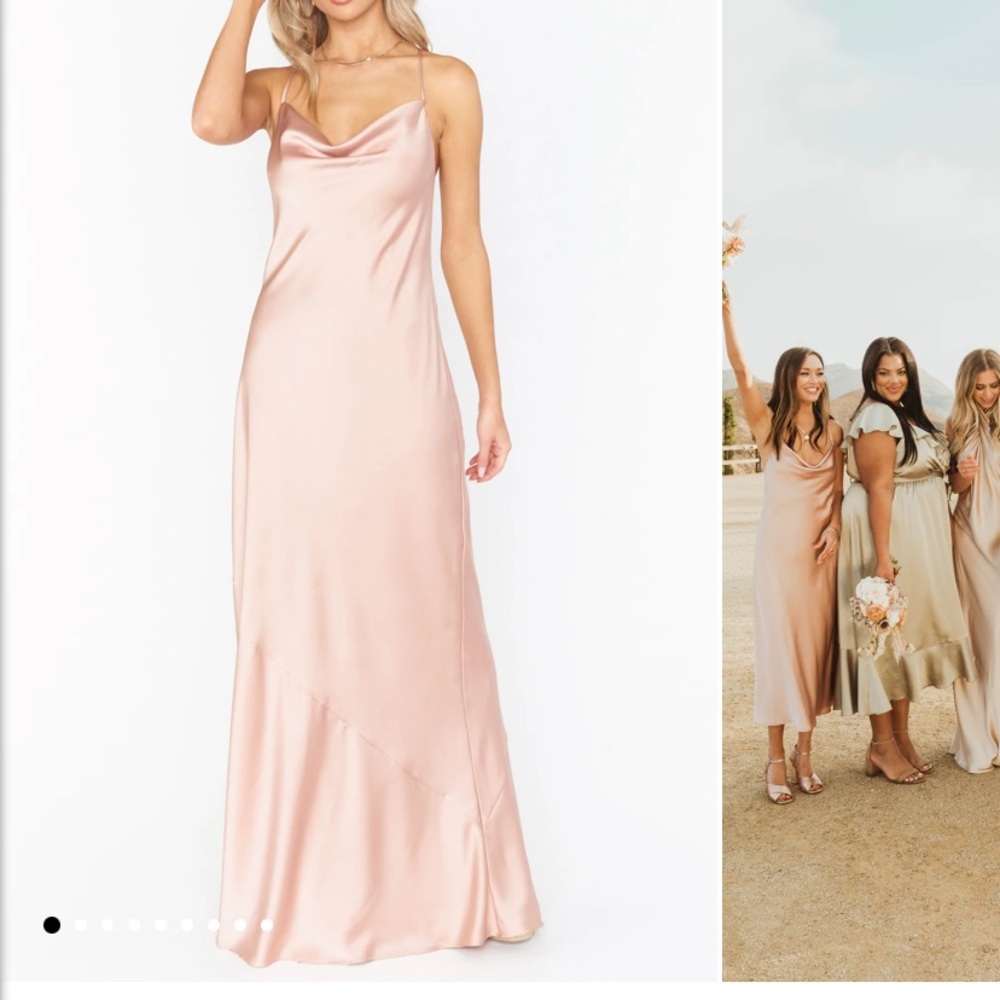 NWT Tuscany Maxi Dress in Rose Gold Luxe Satin